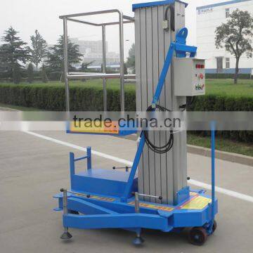 Single aluminum alloy mast lift work platforms