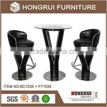 New design bar table,used home bar furniture,glass top and metal with PU bar table and bar stool