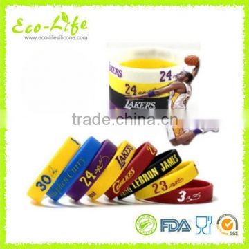 Glow in Dark Silicone Fluorescent Bracelet, Basketball Star Sport Band Wristband, Souvenirs Gift