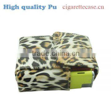 tiger printed pu leather cigarette case cigarette holder leather pouch with lighter holder magnet button close