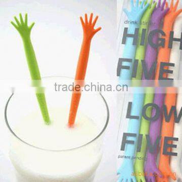 2015 New Design finger mini silicone Stirring stick,Coffee with milk stir stick