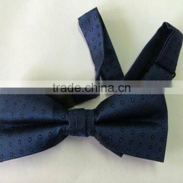 men's 100% silk navy/black bow tie with round dot design