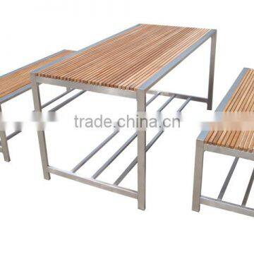 stainless steel table with teak top combined type