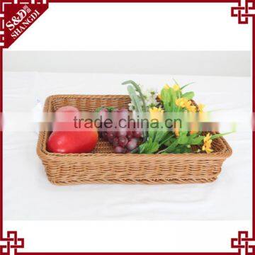 Hand Woven Customized Food Storage Square Shape Plastic Poly Rattan Basket for Fruit photo-3