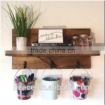 Wooden Wall Hanging Shelf With Hooks photo-2