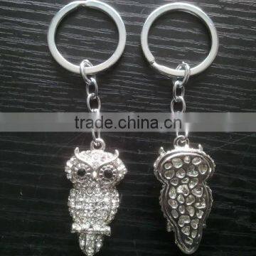 wholesale rhinestones jewelled night owl design metal alloy key chain