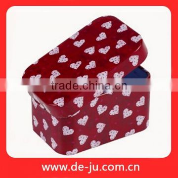 Hand Square Box Heart Printing Lovely Tin Box For Candy