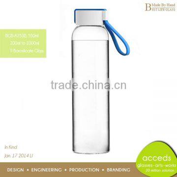 500ml Borosilicate Juice Drinking Bottle with Handle Strip