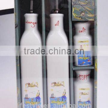 Ceramic Sell Oil & Vinegar Set,Stoneware With Decal photo-2