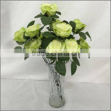 12 branches bunch cyan color silk rose flower