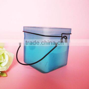 Home Goods Antiques Blue Glass Candle Holder With Scented Wax photo-3