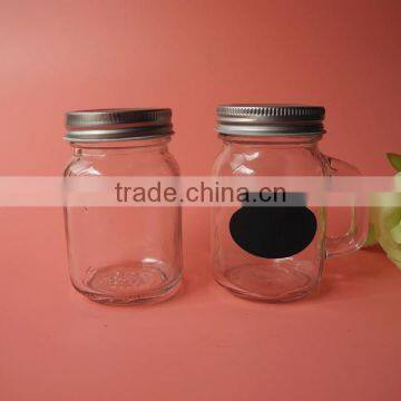 small handling screw cap sealing glass mason jar with blackborad