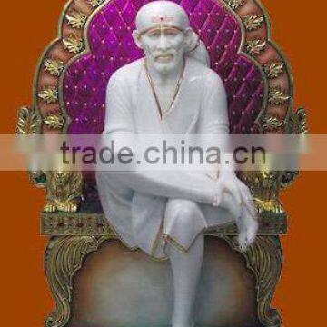 White Makrana Marble Shirdi Sai Baba Statue Handcrafted