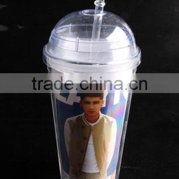 16oz Bpa Free Plastic Reusable Double Wall Tumbler With Dome Lid photo-4