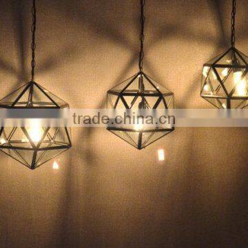 Handmade Geometric Stained Glass Hanging Lamp Pendant Light photo-3
