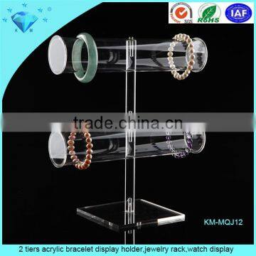 2 Tier Clear Acrylic T-Bar Bracelet Display Necklace Jewelry Displays Stands photo-4