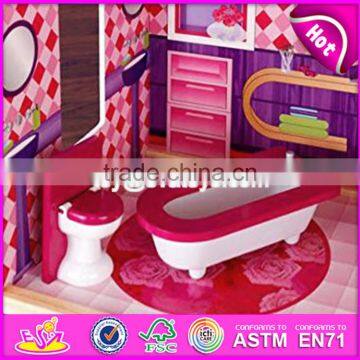 New Design 11 Pieces of Furniture Children Pretend Play Wooden Luxury Toy House W06A226 photo-3