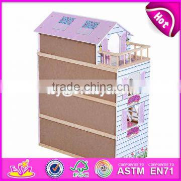 2017 Best Luxurious 4 Floors Children Wooden Dollhouse Kits With Garage W06A238 photo-2