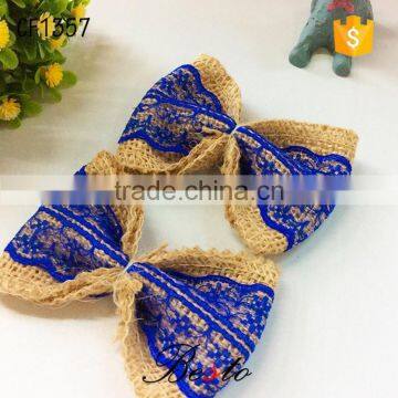 Hot sale wholesale jute fabric burlap bow for baby girl