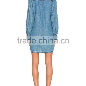 New Style Denim Jeans Fabric Mini Dress With Lace-Up Details All Types Of Ladies Dresses 2016 HSD5821 photo-5