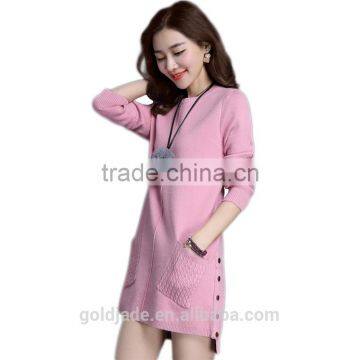 2016 Hot Sale Fashionable Pink Lady Long Sleeve Patchwork Women Wool Sweater photo-5