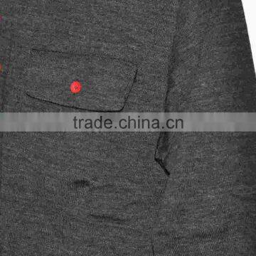 Custom Men's 100% Merino Wool Pullover Breathes Polo Shirt Tennis Top With Button Long Sleeve Spring photo-4