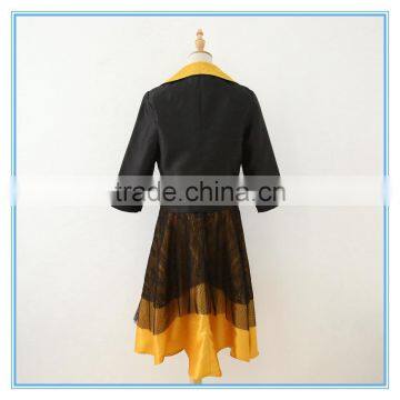 High Quality Lace Stitching Contrast Color Neck Collar Design Of Ladies Suits