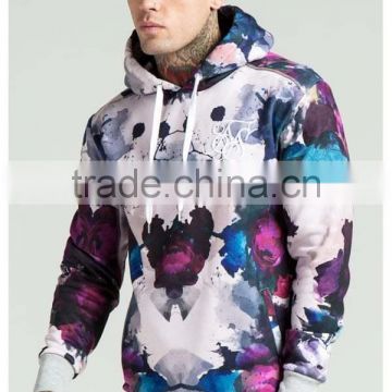 fashion mens All over sublimated floral print hoodie soft 80% cotton 20% polyester fleece pullover hoodie longline hoodie jacket