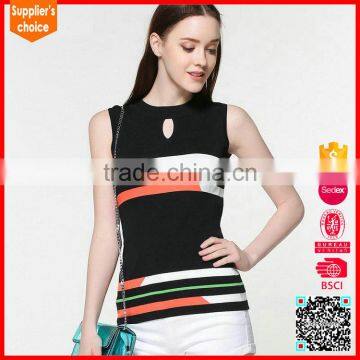 Hot selling fashion style sleeveless summer ladies acrylic knitted vest