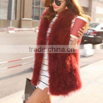 2015 New Long Style Girls V Neck Fire Chicken Feather Vest and Turkey Feathers Gilet photo-4