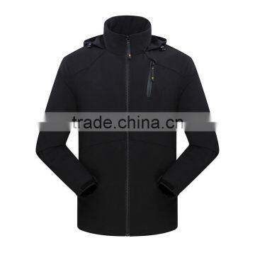 2017 Latest Design Black Blank Softshell Jackets with Pockets