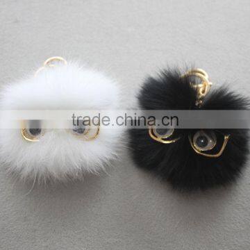 Myfur Newest Design Cute Eyes Monster Fox Fur Pom Pom Keychain Pendant photo-5