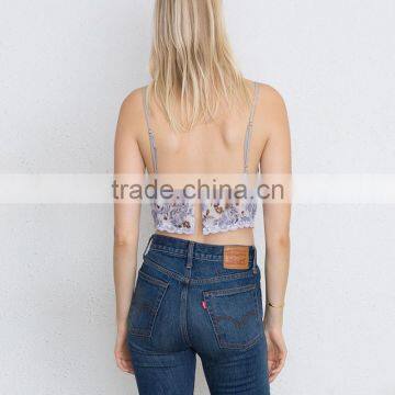 Floral Chiffon Cami Crop Top New Design Girl's Fashion Bralette photo-2