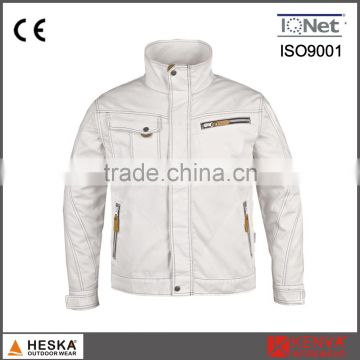 OEM white cotton poly mens workwear jacket safty with multi pocket