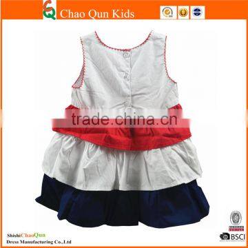 Latest Baby Cotton Frocks Designs Sleevess Tiered Bow Kids Dress
