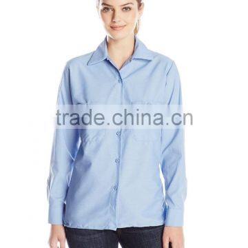 ladies light blue poplin denim fashion long sleeve casual shirt