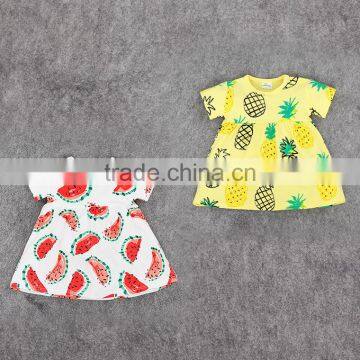 100% cotton summer fruit pattern toddlers dress wholesale baby dress new style