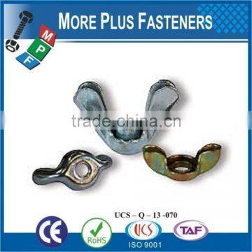 Made in Taiwan Brass Plated Coarse Thread Zinc Plating Steel Stamped Wing Nut photo-5