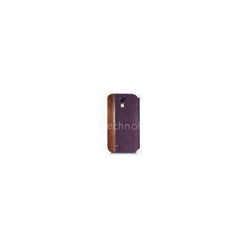 Natural Dark Wood Samsung Galaxy S4 Folio Case Purple Leather Cell Phone Covers