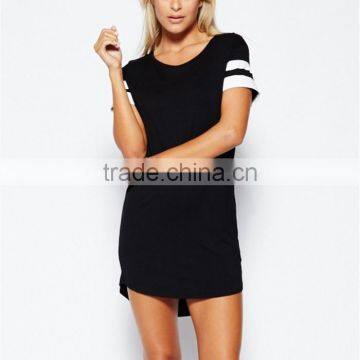 Attractive Lady Slim-Fit Dress/Round Neck Short Sleeve Polyester Cotton Girl T-Shirt Dress