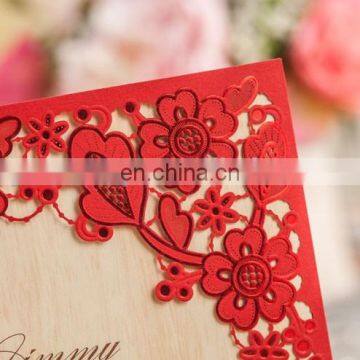 Creative 5280 Chinese Red Flower Laser Cut Wedding Invitation Cards photo-2