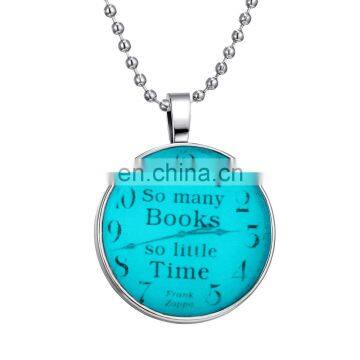 English Watch Clock Pattern Luminous Pendant Glowing in The Dark Necklace