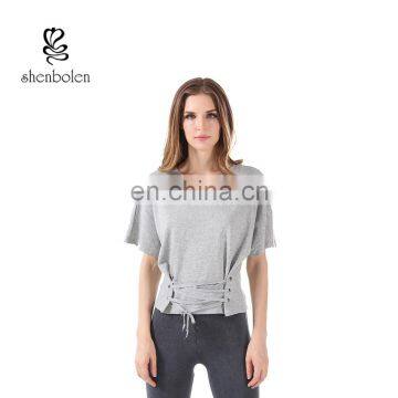 Fashion Women Design From Shenbolen Falling Sleeve Round Neck Casual Top