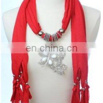 New Fashion Assorted color scarves with butterfly pendant wholesale