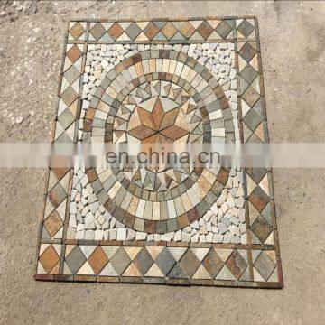 natural yellow slate stone mosaic tile