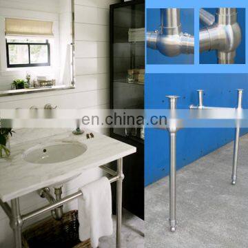 Italian Carrara marble countertop with chrome stand for suite decor