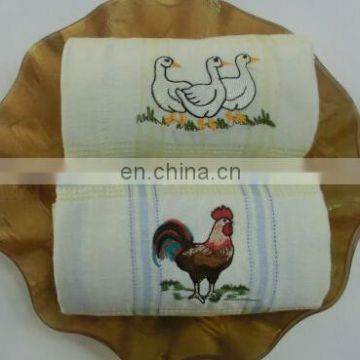 embroidery duck and chicken kitchen towel waffle kitchen towel