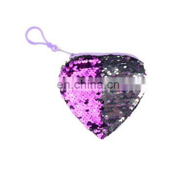 Girl Reversaible Heart Shape Sequin Coin Purse Mermaid Spiral Wallet Baby Bag With String photo-6