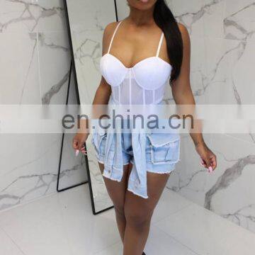 2019 New Women Summer High Waist Tie up Zipper Fly Fashion Short Jeans Vintage Casual Denim Shorts Trouser Pants 3 Color photo-6