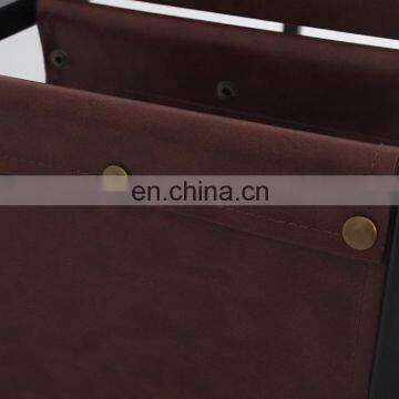 Customized Popular Luxury Brown PVC Leather Luxury Shoe Rack Rectangle Beach Seating With Metal Frame photo-4